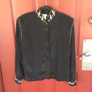 VTG 80’s/90’s Gold Trim Button Down Shirt 🌙